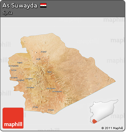 Satellite 3D Map of As Suwayda, single color outside