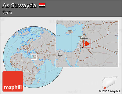 Gray Location Map of As Suwayda