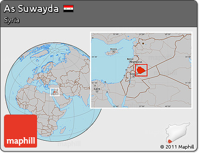 Gray Location Map of As Suwayda