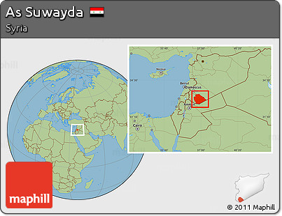 Savanna Style Location Map of As Suwayda