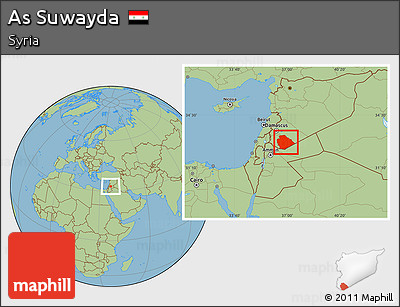 Savanna Style Location Map of As Suwayda