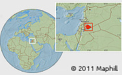 Savanna Style Location Map of As Suwayda, hill shading