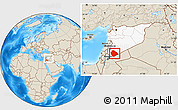 Shaded Relief Location Map of As Suwayda, highlighted country, within the entire country