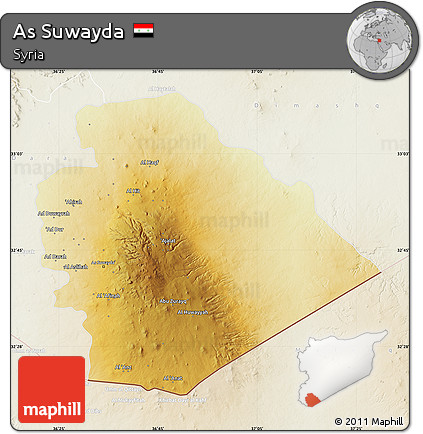 Physical Map of As Suwayda, lighten