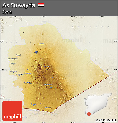 Physical Map of As Suwayda, lighten