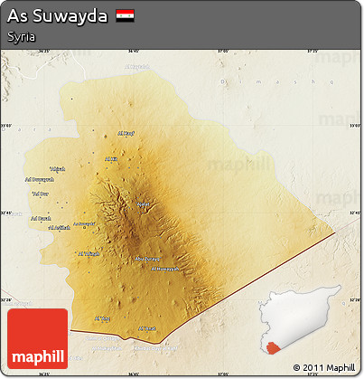 Physical Map of As Suwayda, lighten