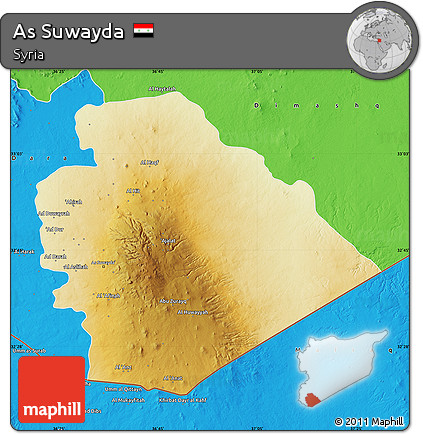 Physical Map of As Suwayda, political outside