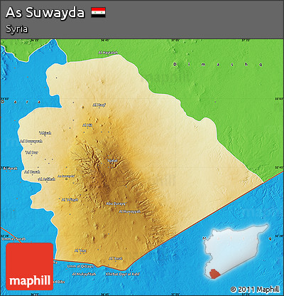Physical Map of As Suwayda, political outside
