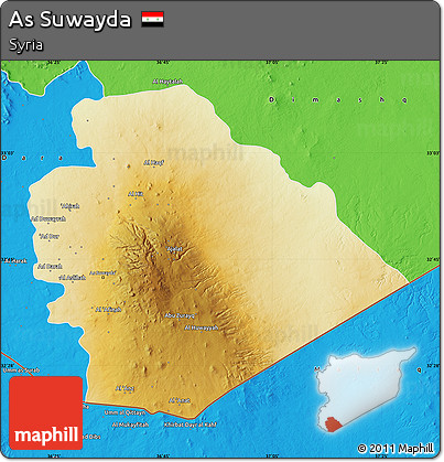 Physical Map of As Suwayda, political outside