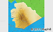 Physical Map of As Suwayda, political outside