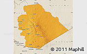 Political Map of As Suwayda, shaded relief outside