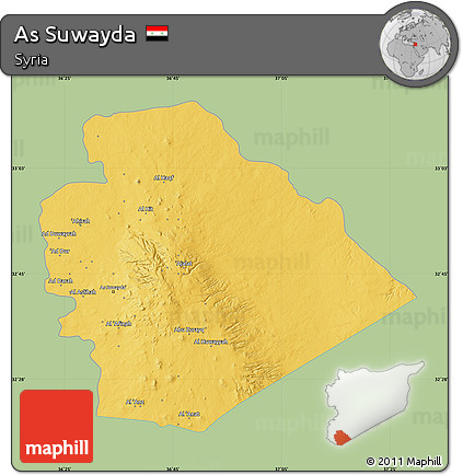 Savanna Style Map of As Suwayda, single color outside