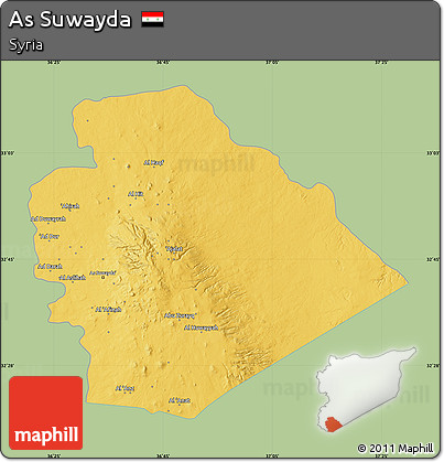Savanna Style Map of As Suwayda, single color outside