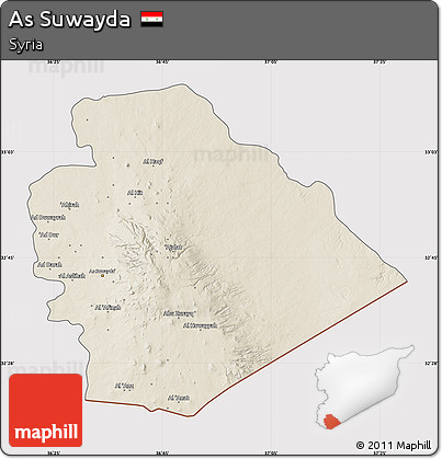 Shaded Relief Map of As Suwayda, cropped outside