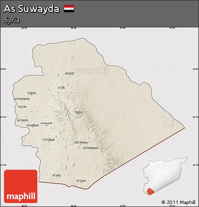Shaded Relief Map of As Suwayda, cropped outside