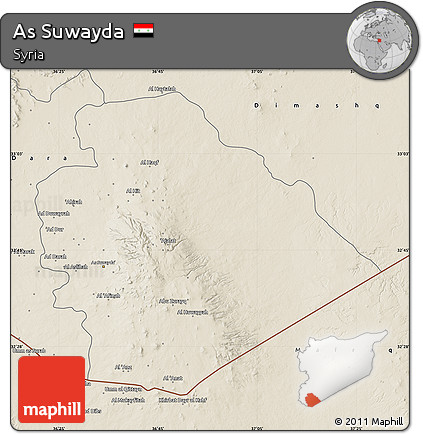 Shaded Relief Map of As Suwayda