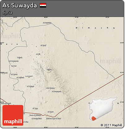 Shaded Relief Map of As Suwayda