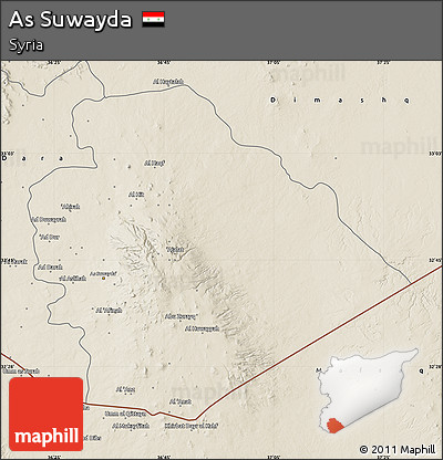 Shaded Relief Map of As Suwayda