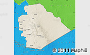 Shaded Relief Map of As Suwayda, political outside