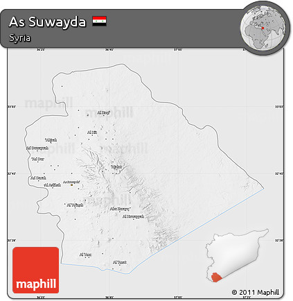 Silver Style Map of As Suwayda, single color outside
