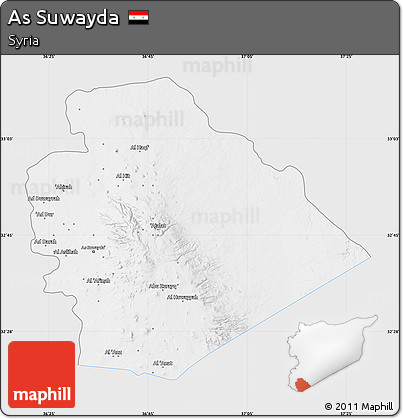 Silver Style Map of As Suwayda, single color outside