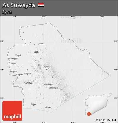 Silver Style Map of As Suwayda, single color outside