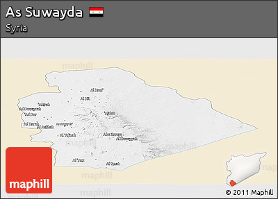 Classic Style Panoramic Map of As Suwayda, single color outside
