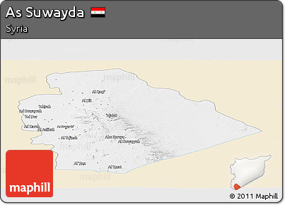 Classic Style Panoramic Map of As Suwayda, single color outside
