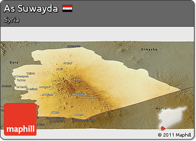 Physical Panoramic Map of As Suwayda, darken