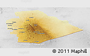 Physical Panoramic Map of As Suwayda, lighten, desaturated