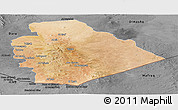 Satellite Panoramic Map of As Suwayda, darken, desaturated