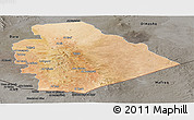 Satellite Panoramic Map of As Suwayda, darken, semi-desaturated