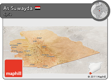Satellite Panoramic Map of As Suwayda, lighten, semi-desaturated