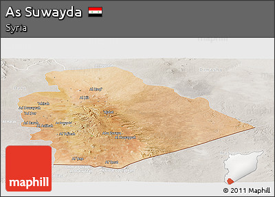 Satellite Panoramic Map of As Suwayda, lighten, semi-desaturated