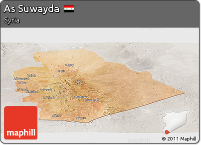 Satellite Panoramic Map of As Suwayda, lighten, semi-desaturated