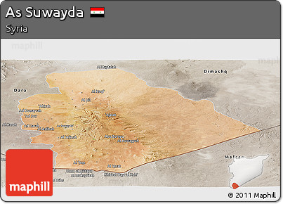 Satellite Panoramic Map of As Suwayda, semi-desaturated