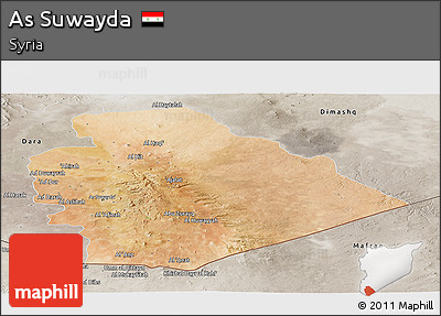 Satellite Panoramic Map of As Suwayda, semi-desaturated