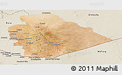 Satellite Panoramic Map of As Suwayda, shaded relief outside