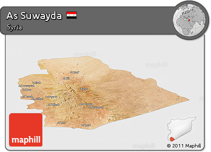 Satellite Panoramic Map of As Suwayda, single color outside