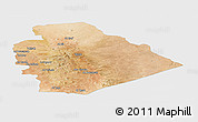 Satellite Panoramic Map of As Suwayda, single color outside