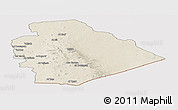 Shaded Relief Panoramic Map of As Suwayda, cropped outside