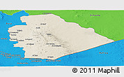 Shaded Relief Panoramic Map of As Suwayda, political outside