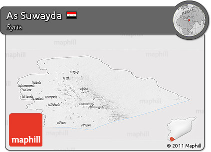 Silver Style Panoramic Map of As Suwayda, single color outside