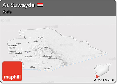 Silver Style Panoramic Map of As Suwayda, single color outside