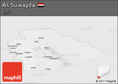 Silver Style Panoramic Map of As Suwayda, single color outside