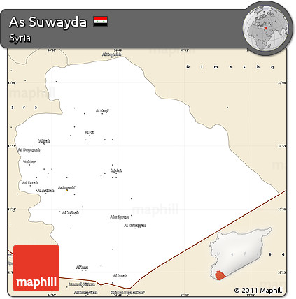 Classic Style Simple Map of As Suwayda