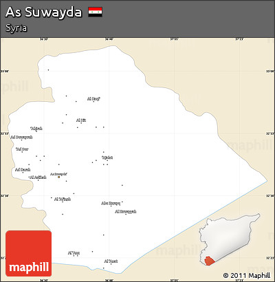 Classic Style Simple Map of As Suwayda, single color outside