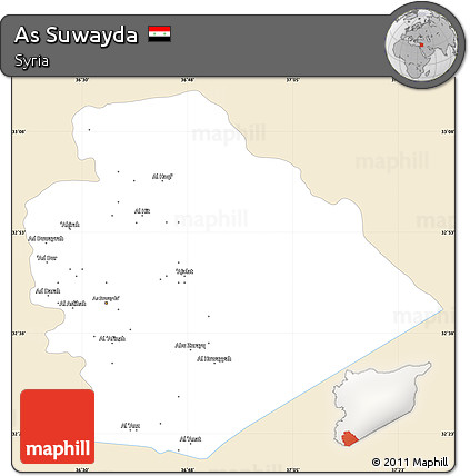 Classic Style Simple Map of As Suwayda, single color outside