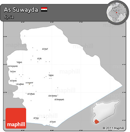 Gray Simple Map of As Suwayda, single color outside