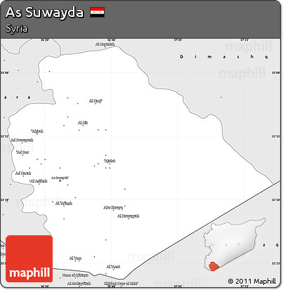 Silver Style Simple Map of As Suwayda